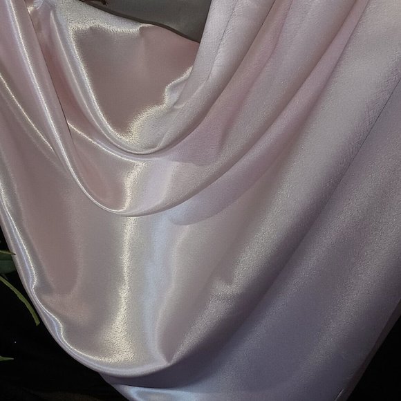 VTG CHRISTIAN DIOR PINK SATIN NIGHTGOWN M Freebust Lacy Shiny V neck Button Up - Picture 5 of 10